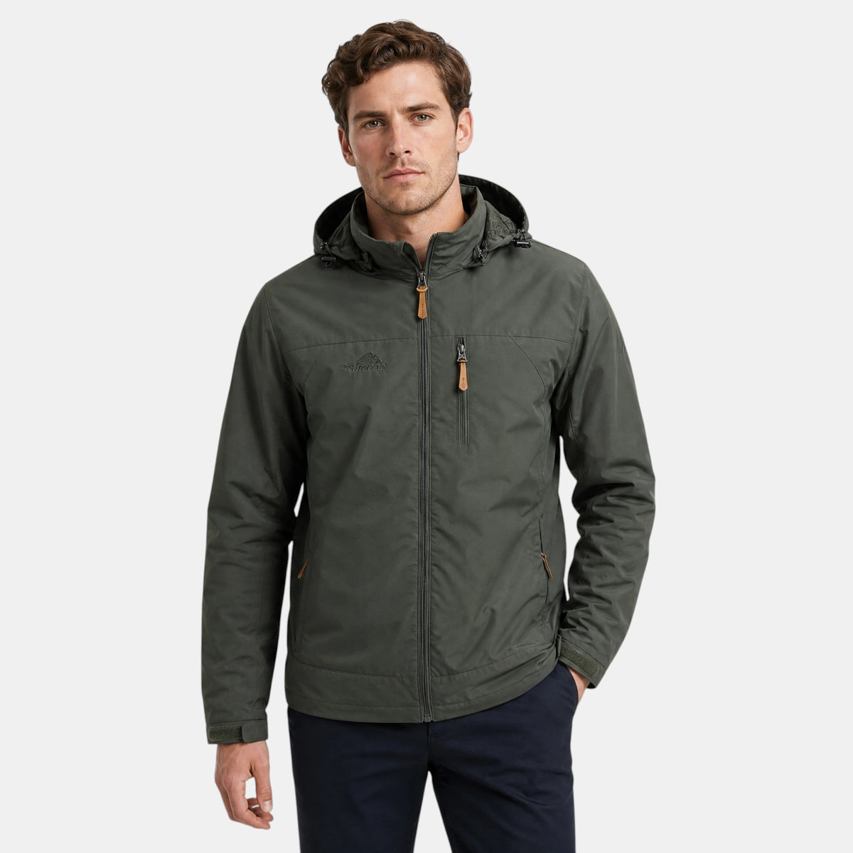 Veste à capuche pour homme avec fermeture éclair intégrale et poches poitrine