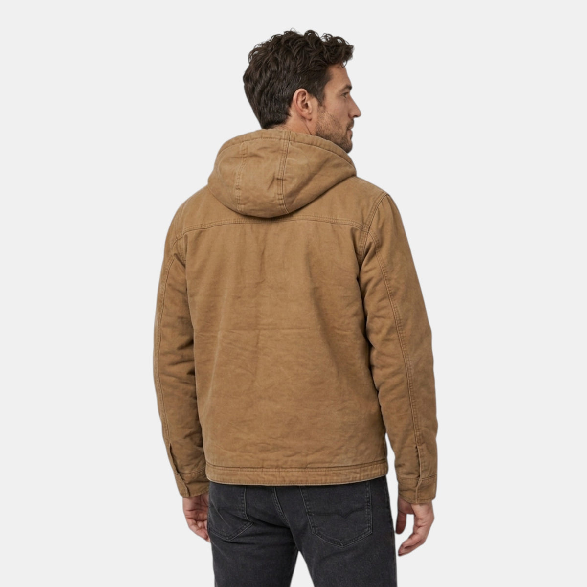 Veste à capuche pour homme avec fermeture éclair sur le devant et poche poitrine