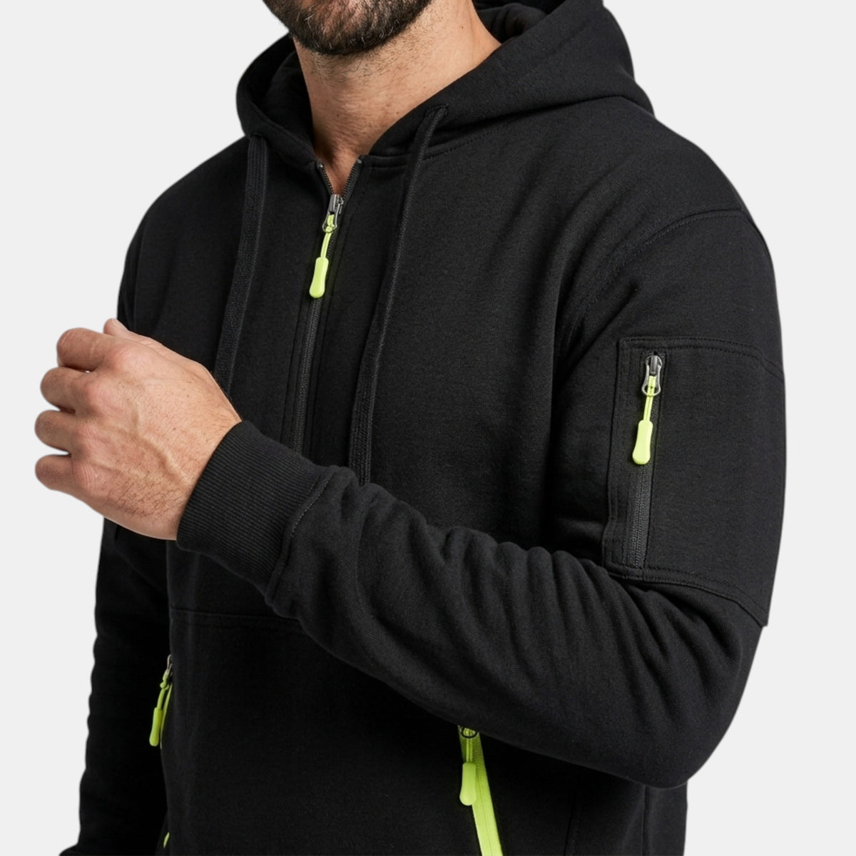 Sweat à capuche pour homme avec capuche réglable et poches zippées