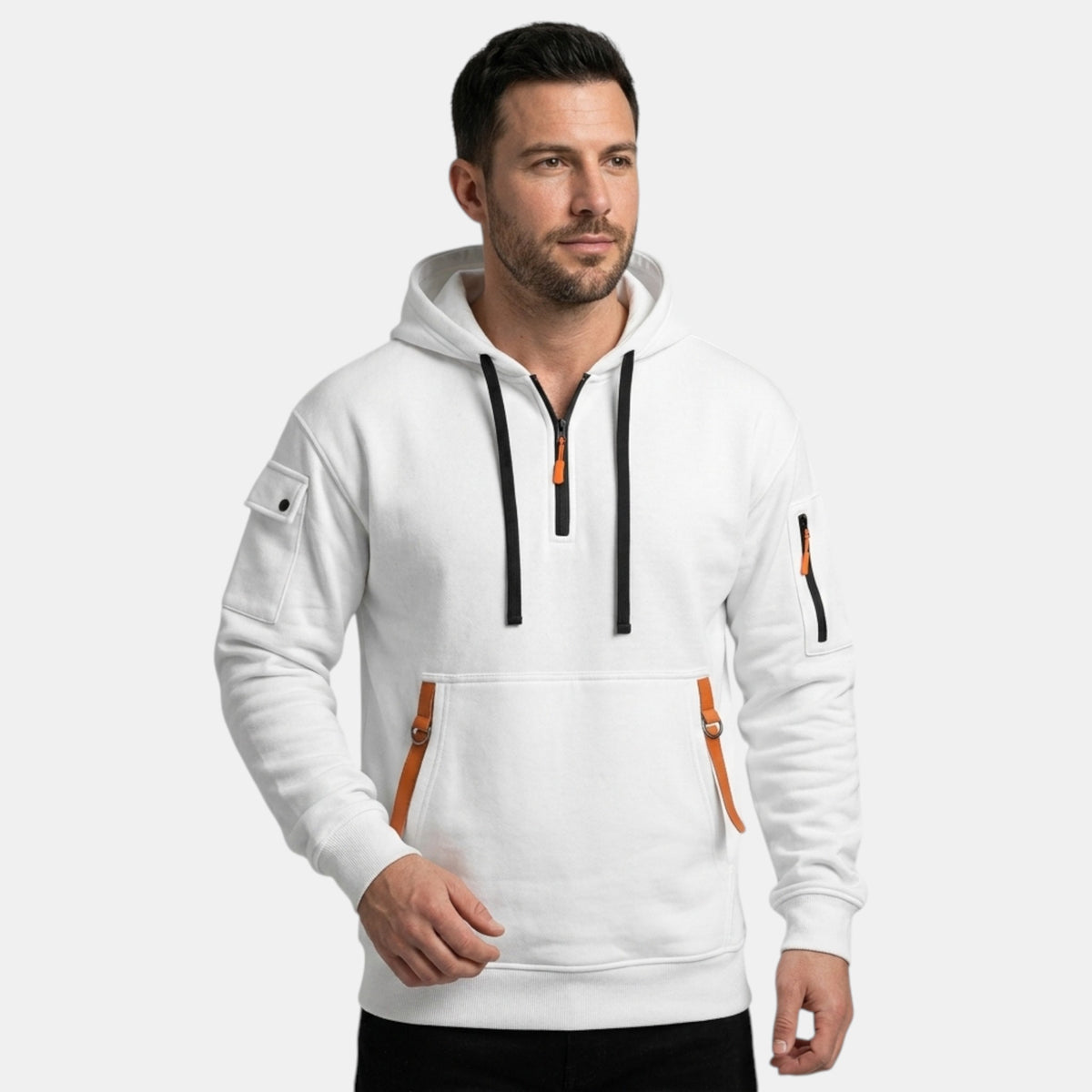 Sweat à capuche pour homme avec capuche réglable et poches zippées