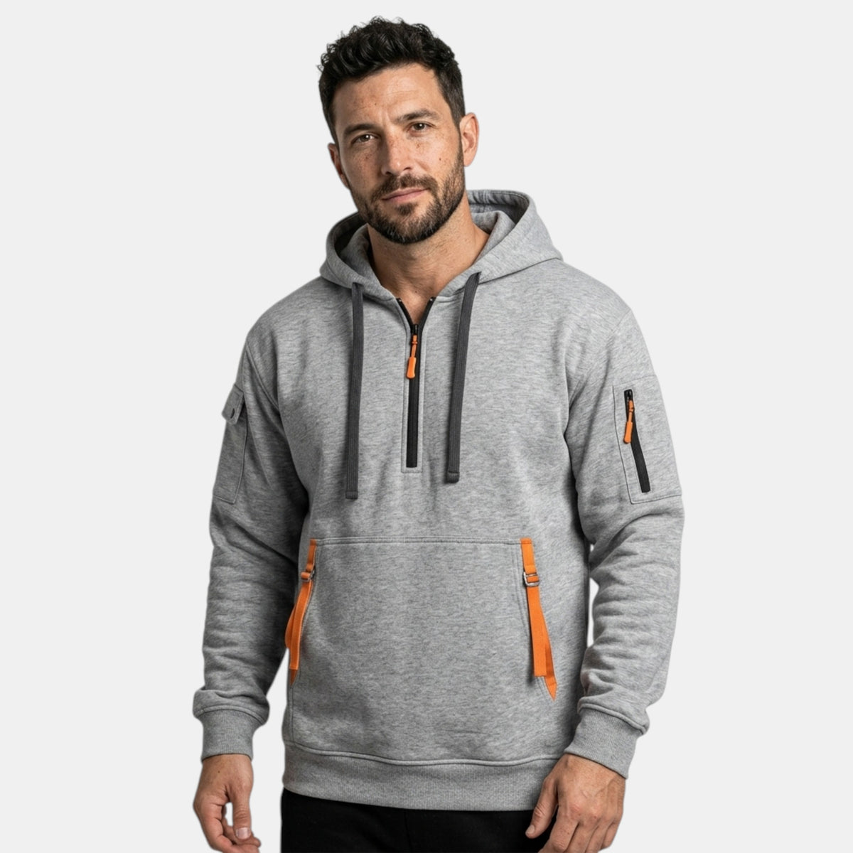 Sweat à capuche pour homme avec capuche réglable et poches zippées