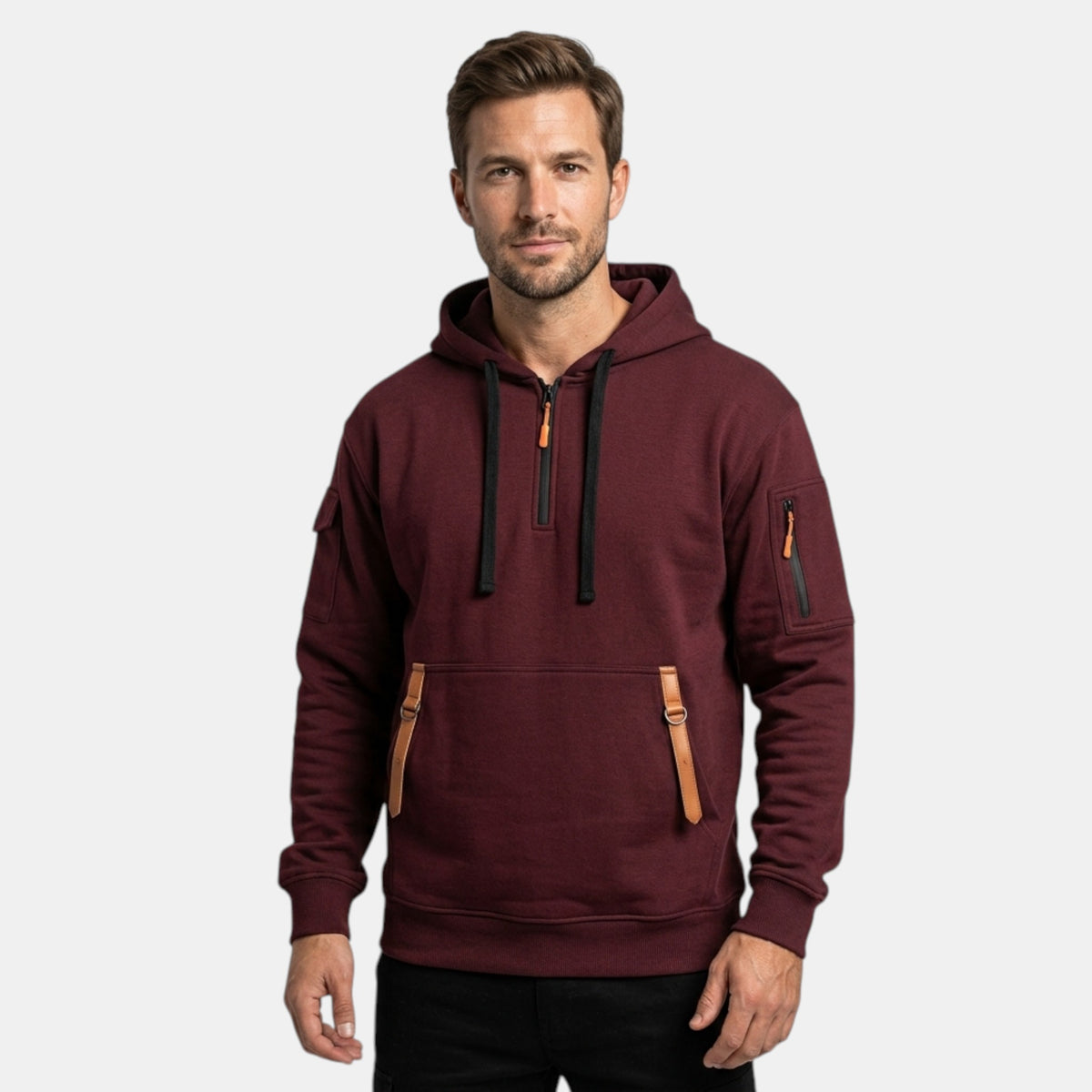 Sweat à capuche pour homme avec capuche réglable et poches zippées