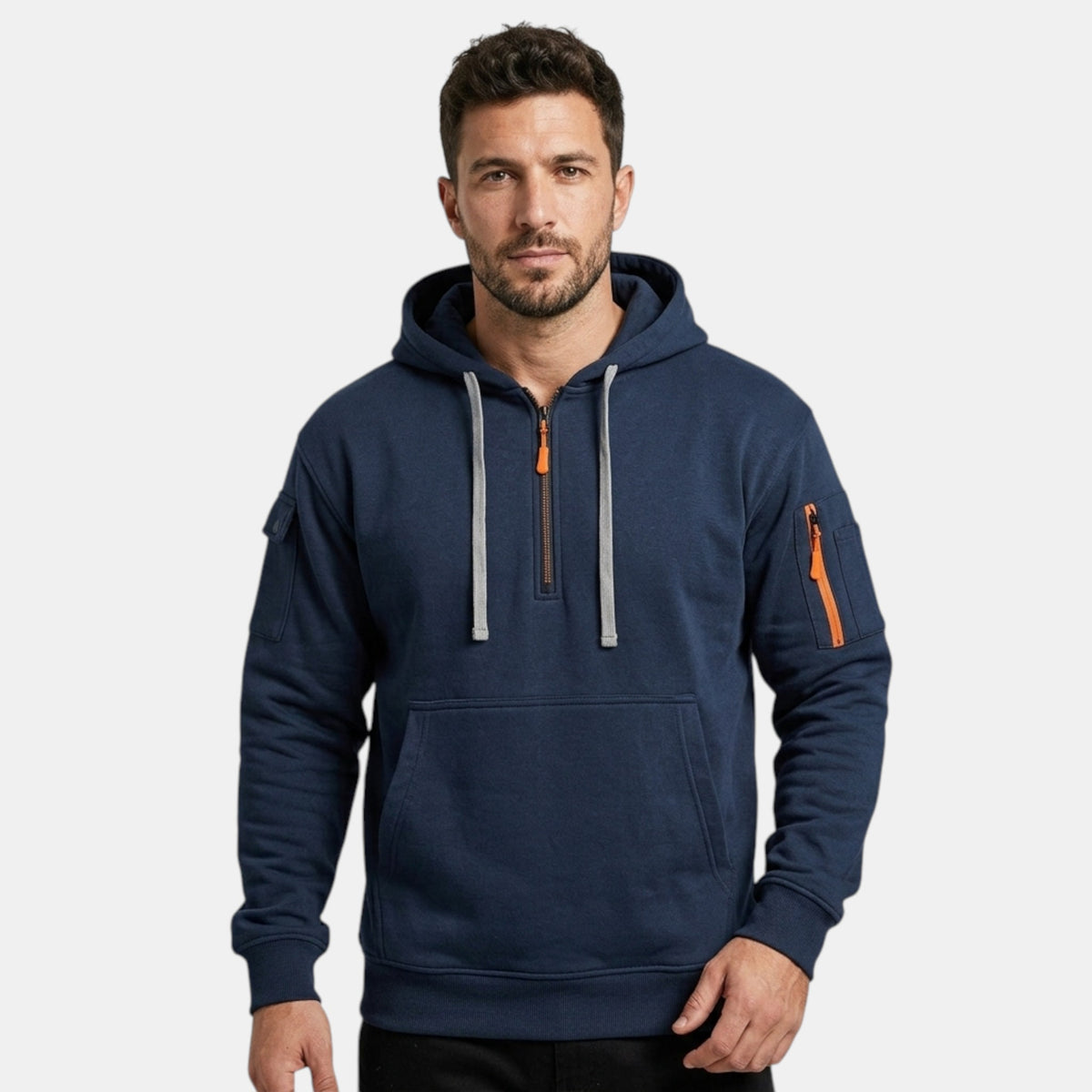 Sweat à capuche pour homme avec capuche réglable et poches zippées