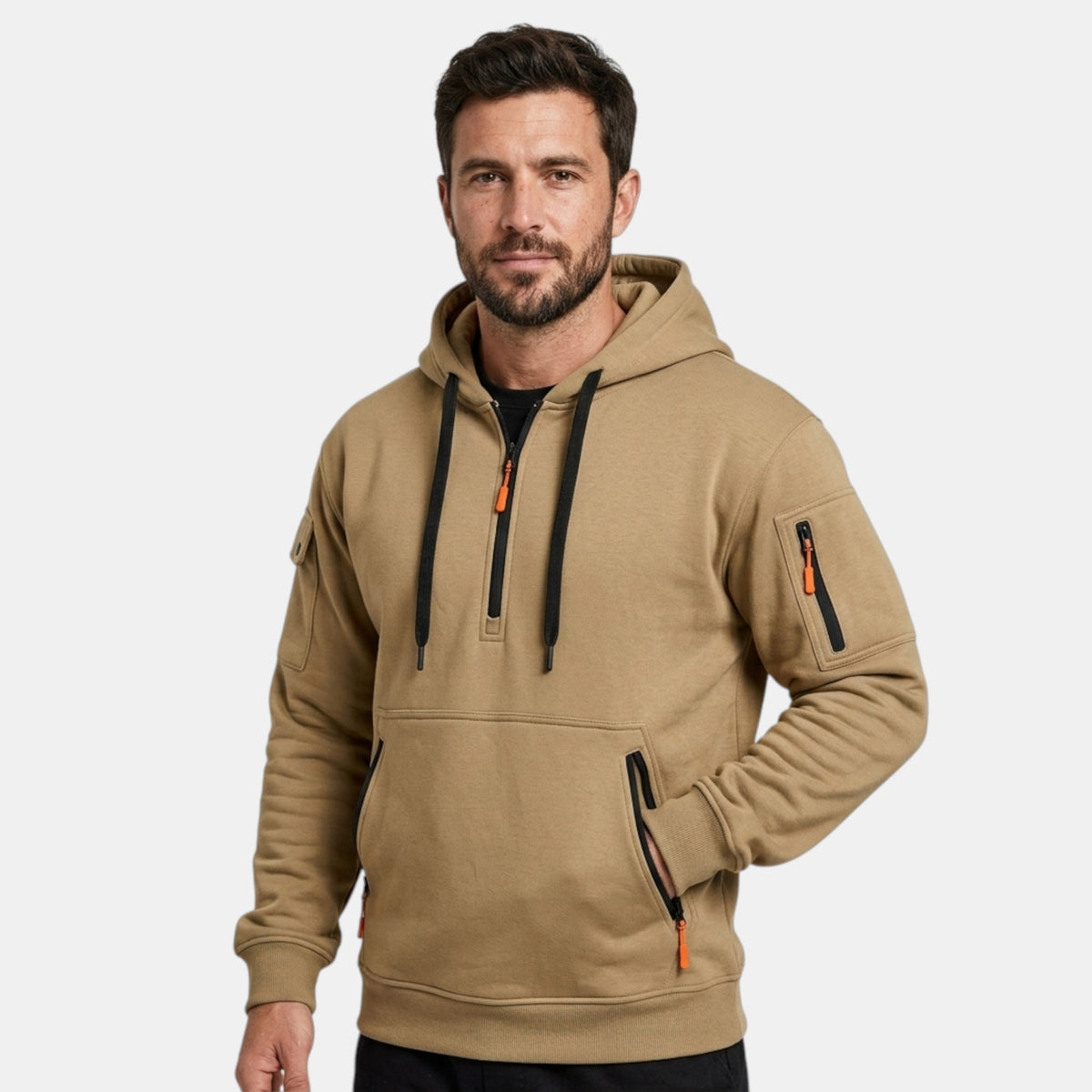 Sweat à capuche pour homme avec capuche réglable et poches zippées