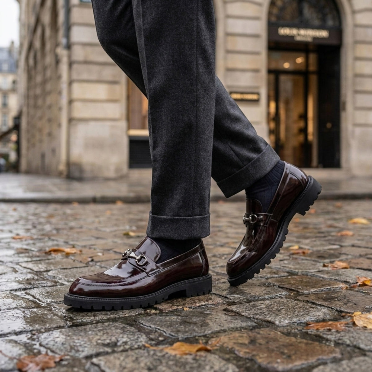 Mocassins pour homme à mors avec design à enfiler et semelle épaisse
