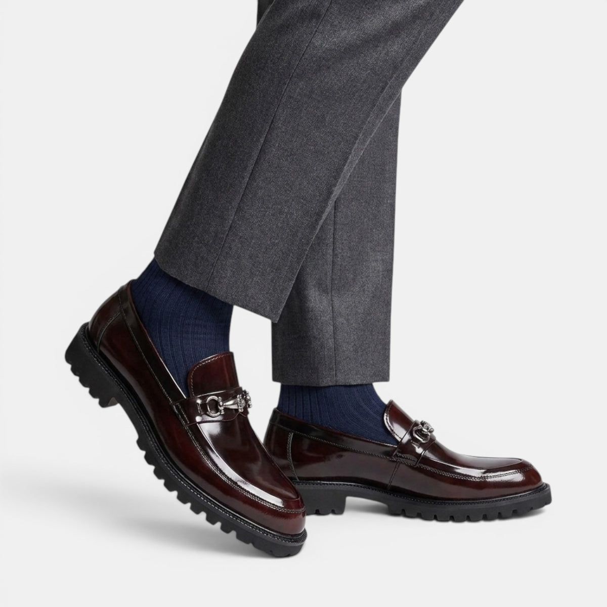 Mocassins pour homme à mors avec design à enfiler et semelle épaisse
