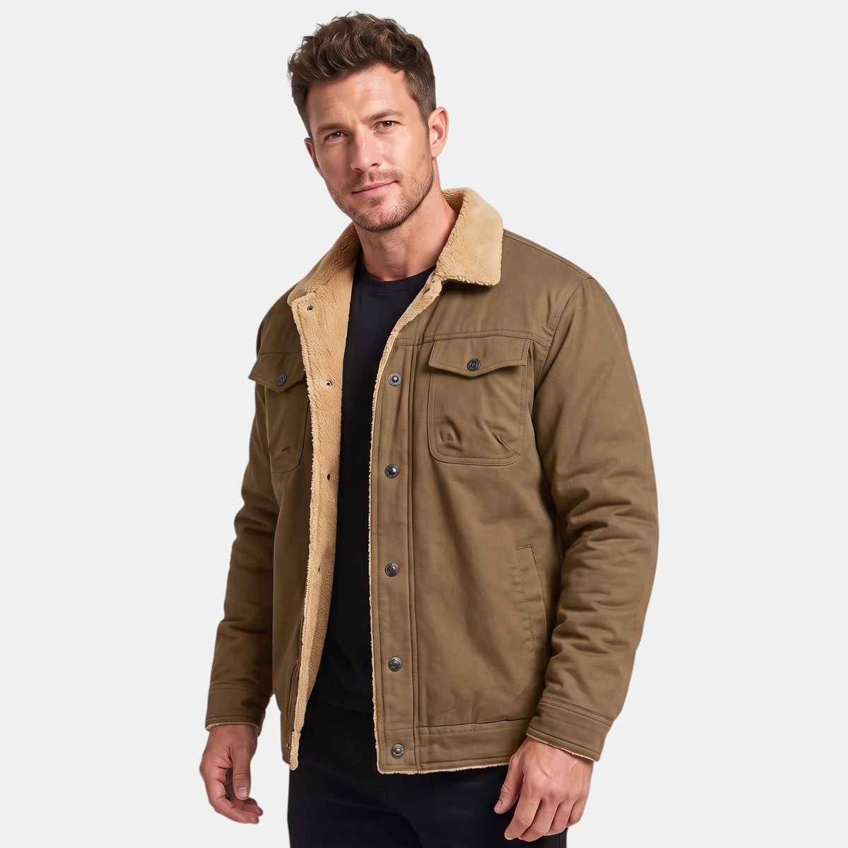 Veste pour homme à col rabattu, boutonnage sur le devant et poches poitrine