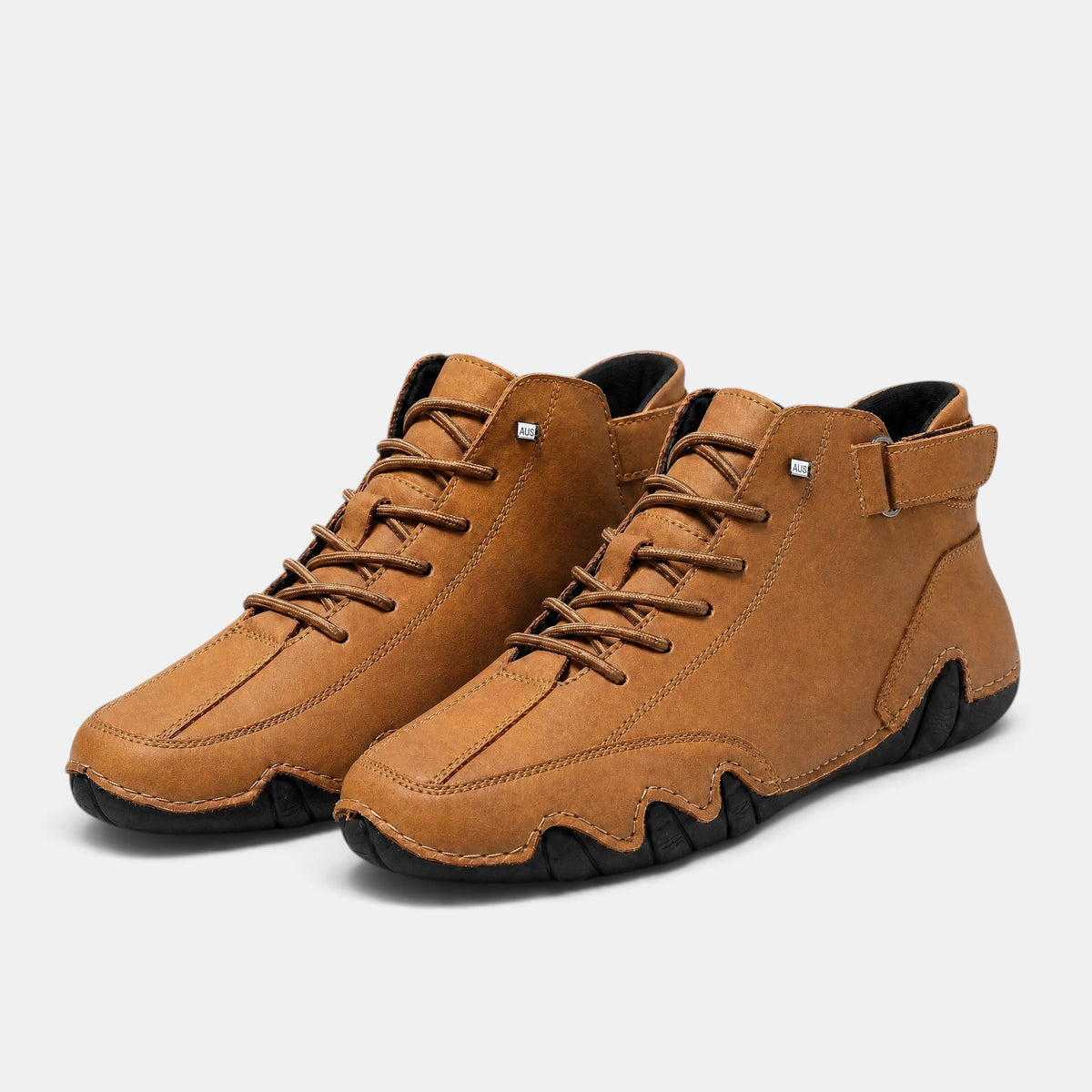 Bottines montantes pour homme à lacets et bout rond