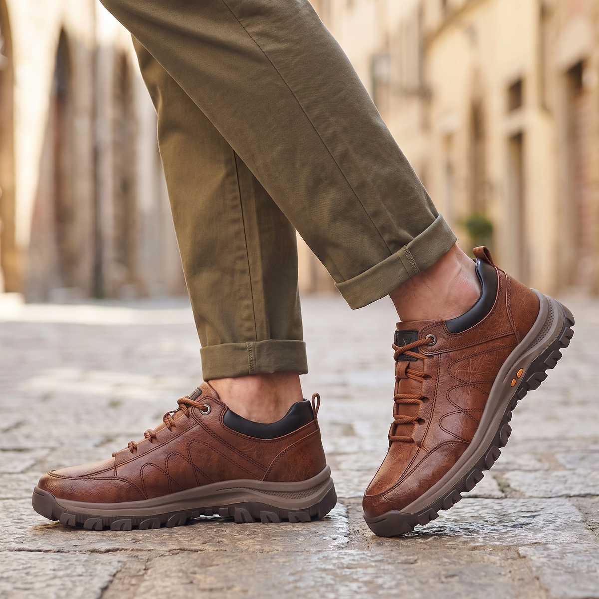 Baskets pour homme à lacets, semelle épaisse et tirette