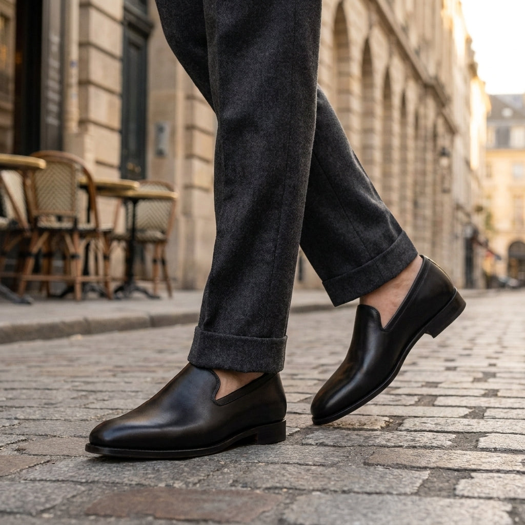 Mocassins pour hommes à enfiler avec bout rond