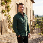 Men's Slim Fit Shirt with Long Sleeves and Point Collar