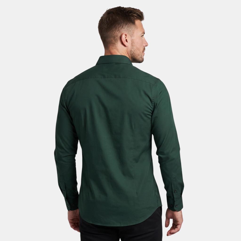Men's Slim Fit Shirt with Long Sleeves and Point Collar