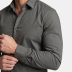 Men's Slim Fit Shirt with Long Sleeves and Point Collar