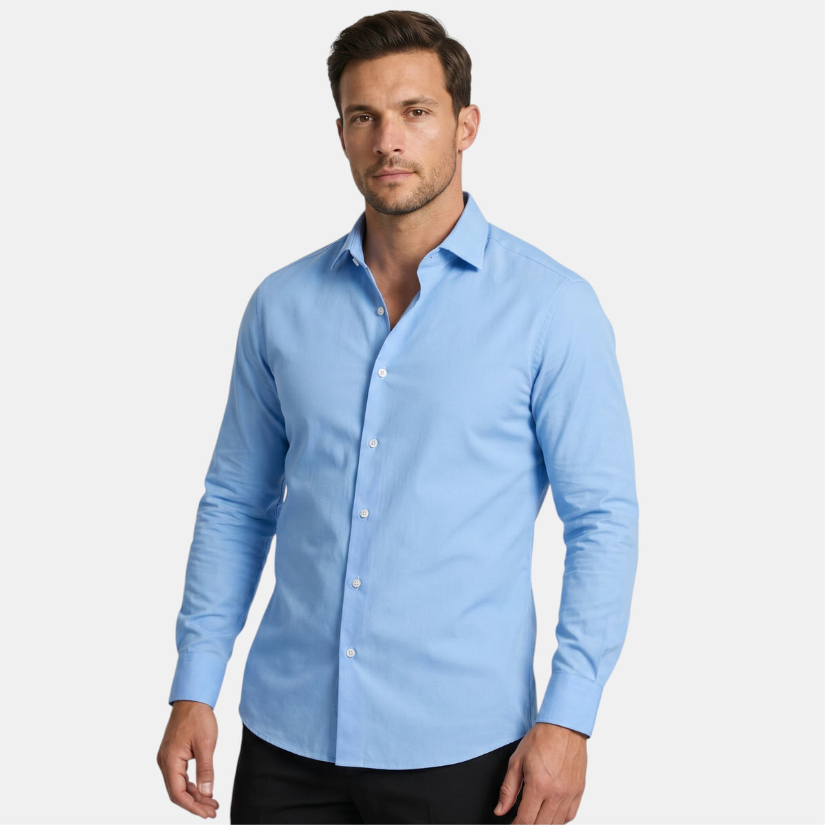 Chemise slim fit pour homme à manches longues et col pointu