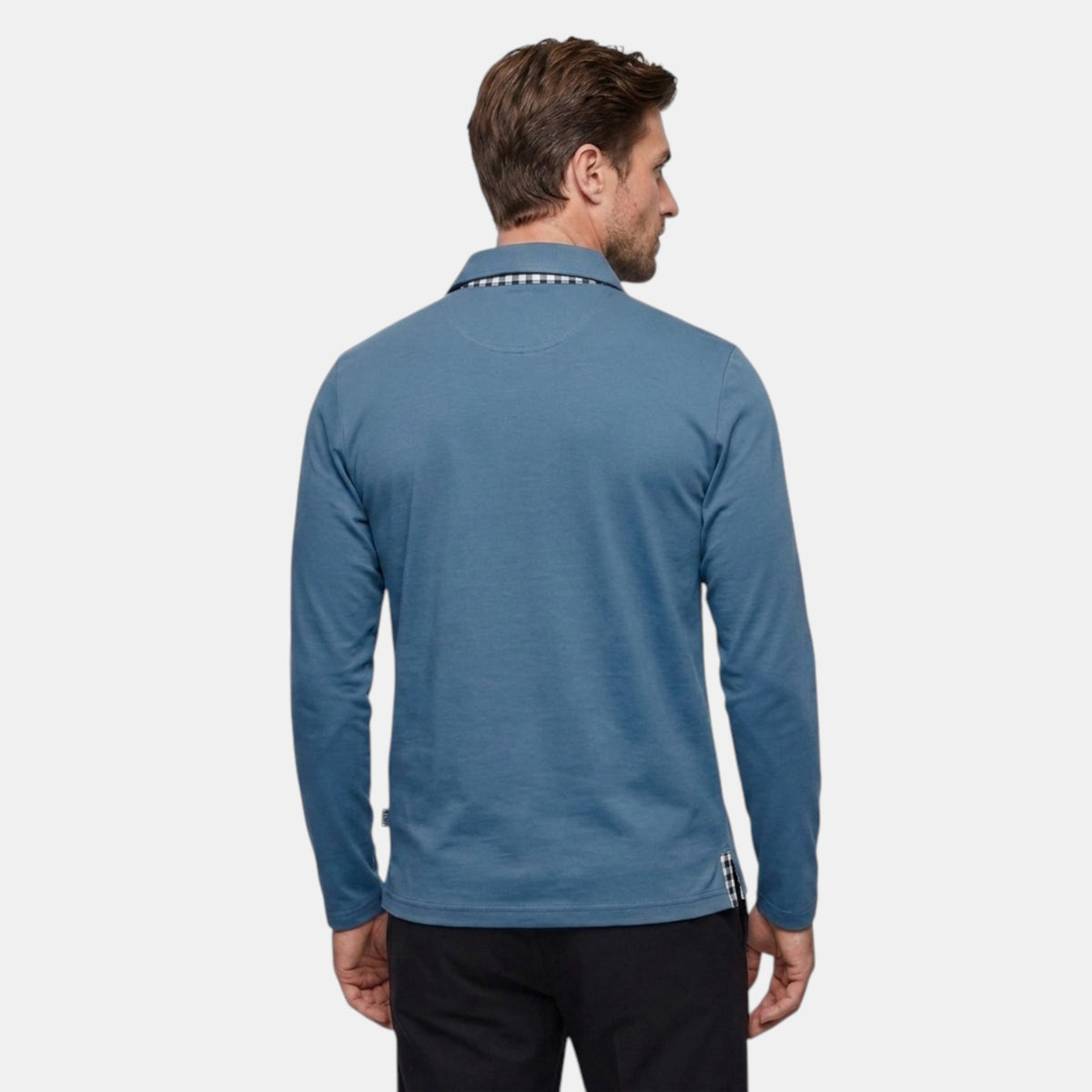 Polo à manches longues pour homme avec poche poitrine et patte de boutonnage