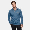 Men's Long Sleeve Polo Shirt with Chest Pocket and Button Placket