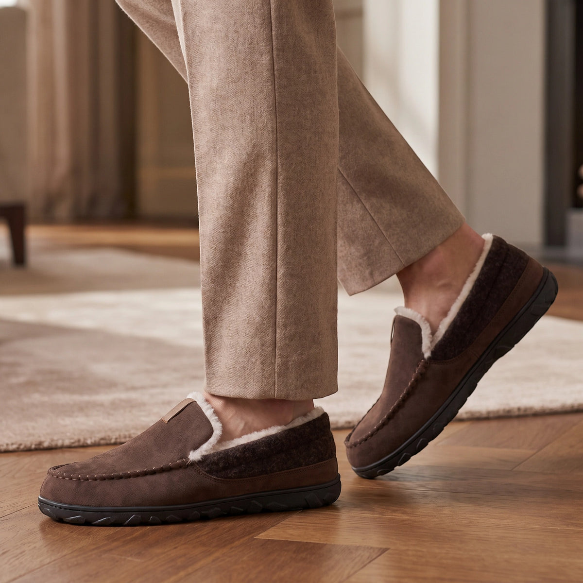 Mocassins pour homme avec design à enfiler et détails cousus