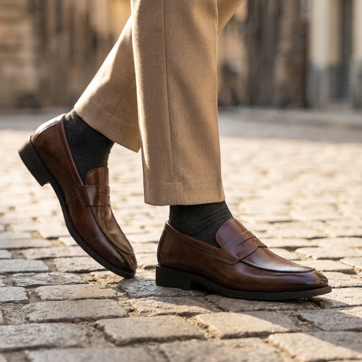 Mocassins penny pour homme à enfiler avec bout en tablier