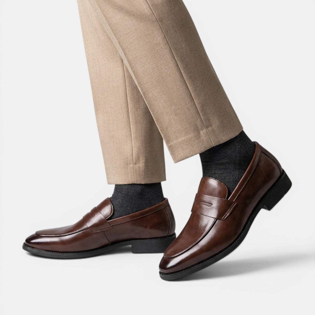 Mocassins penny pour homme à enfiler avec bout en tablier