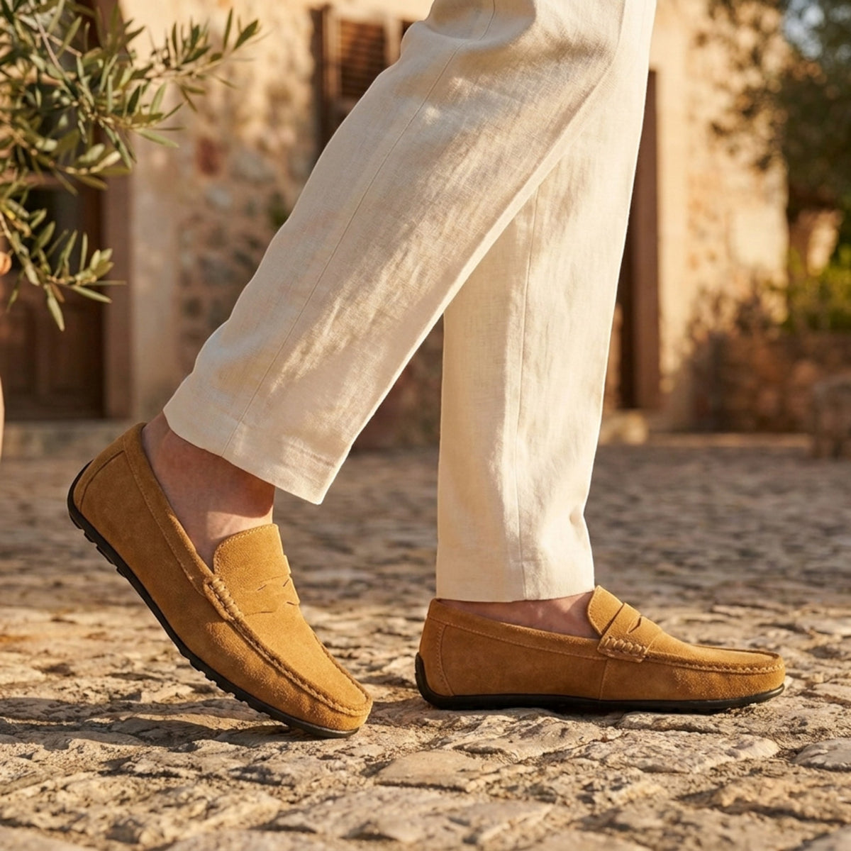 Mocassins penny pour homme à enfiler avec bout en tablier