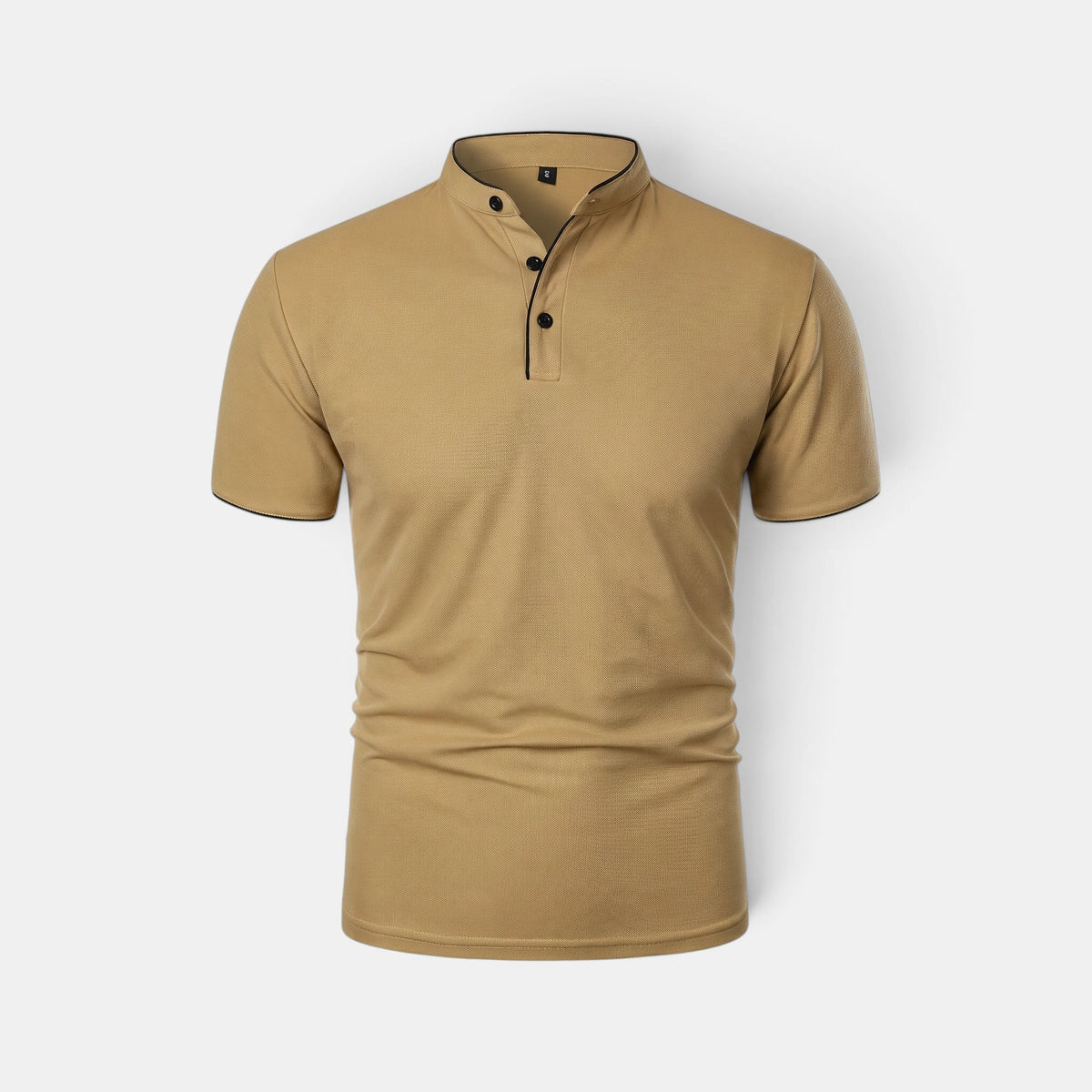 Men's  Polo Shirt with Collarless Design and Button Placket