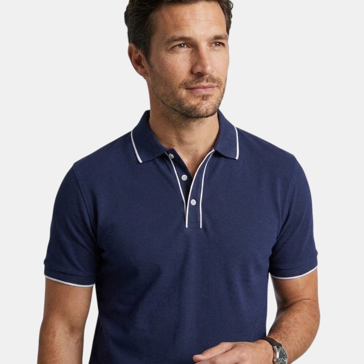 Polo pour homme avec bordure contrastante et patte de boutonnage