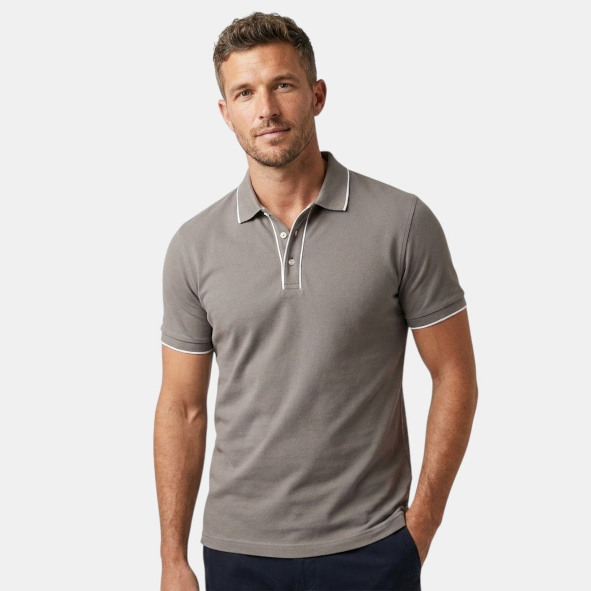 Polo pour homme avec bordure contrastante et patte de boutonnage