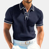 Men's Polo Shirt with Short Sleeves and Button Placket