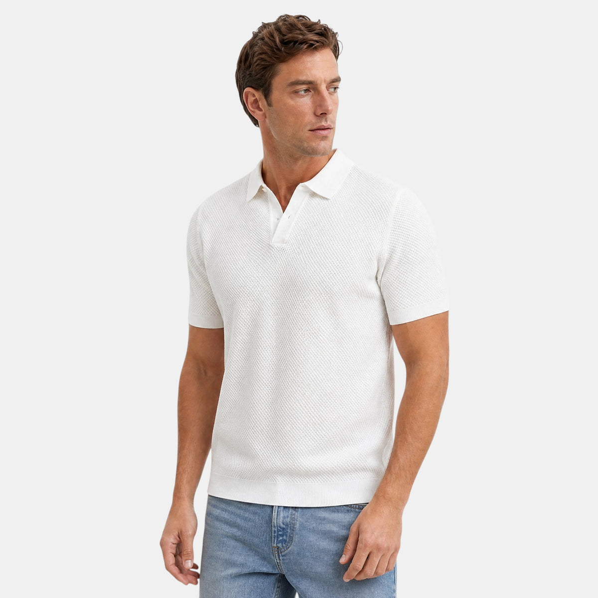 Polo pour homme à manches courtes et col ouvert