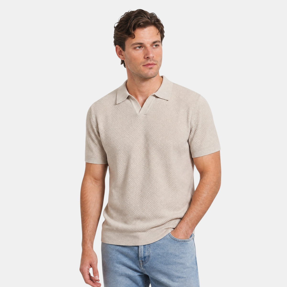 Polo pour homme à manches courtes et col ouvert