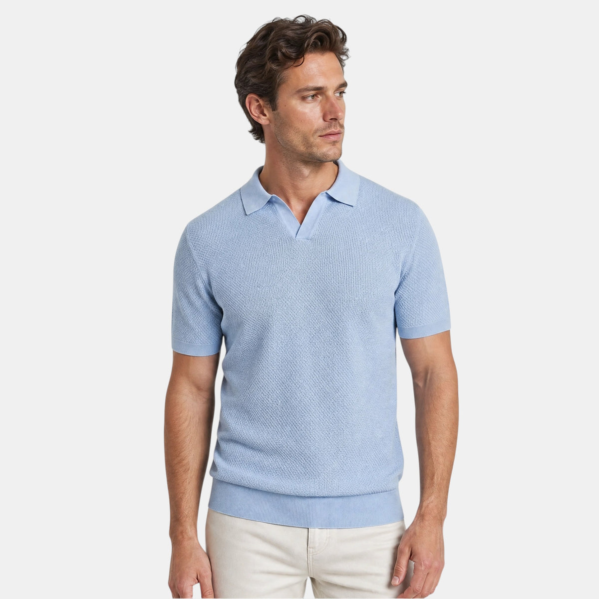 Polo pour homme à manches courtes et col ouvert