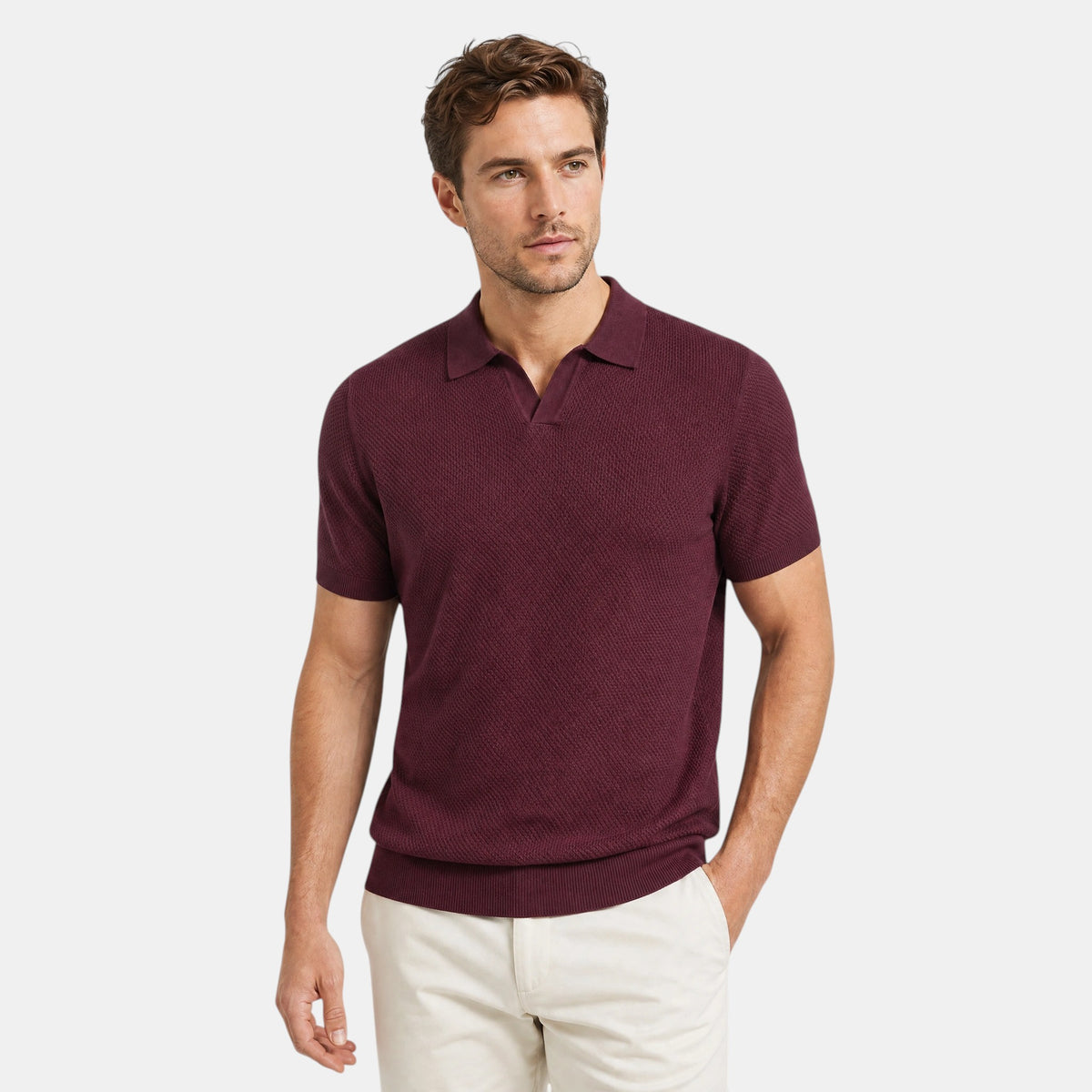Polo pour homme à manches courtes et col ouvert