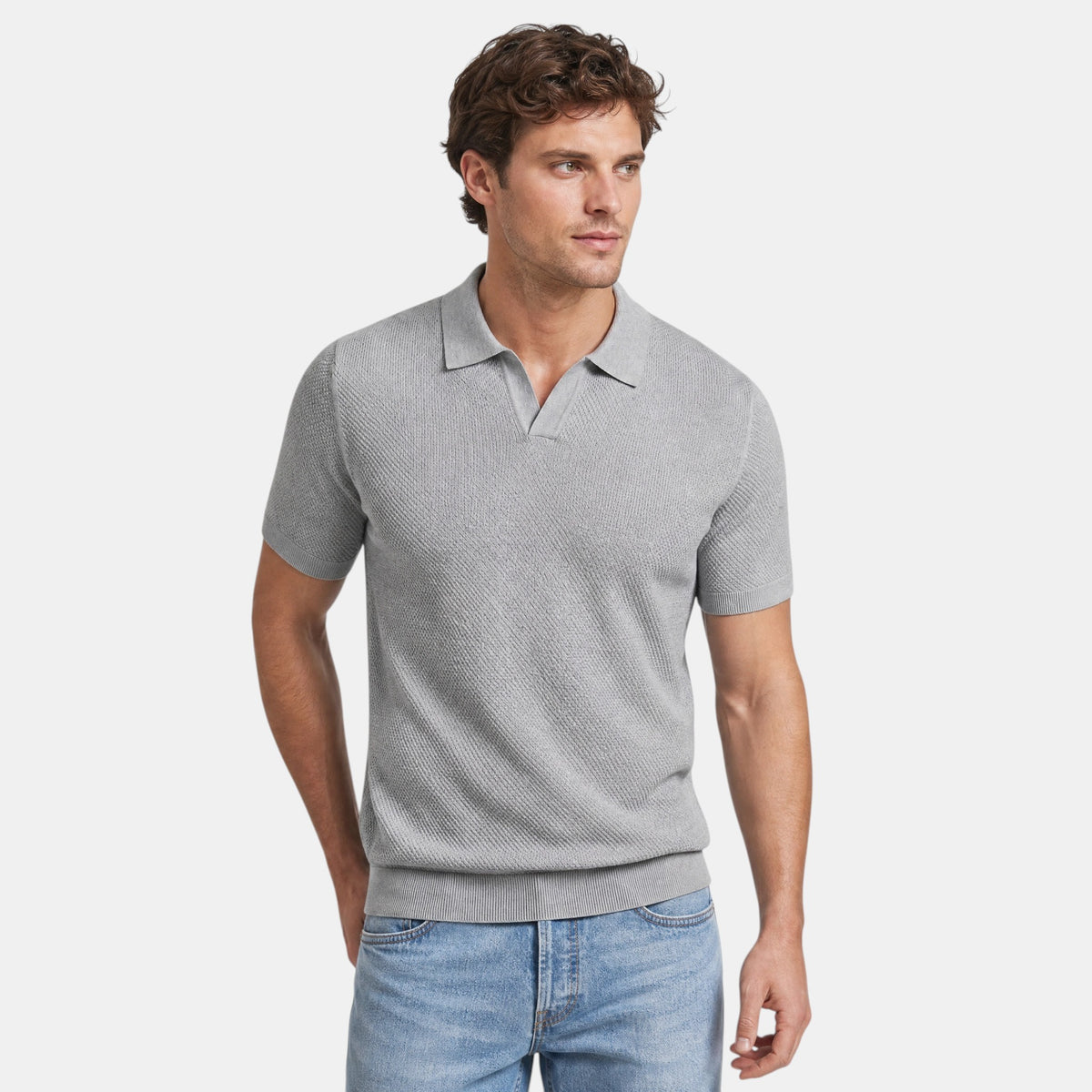 Polo pour homme à manches courtes et col ouvert