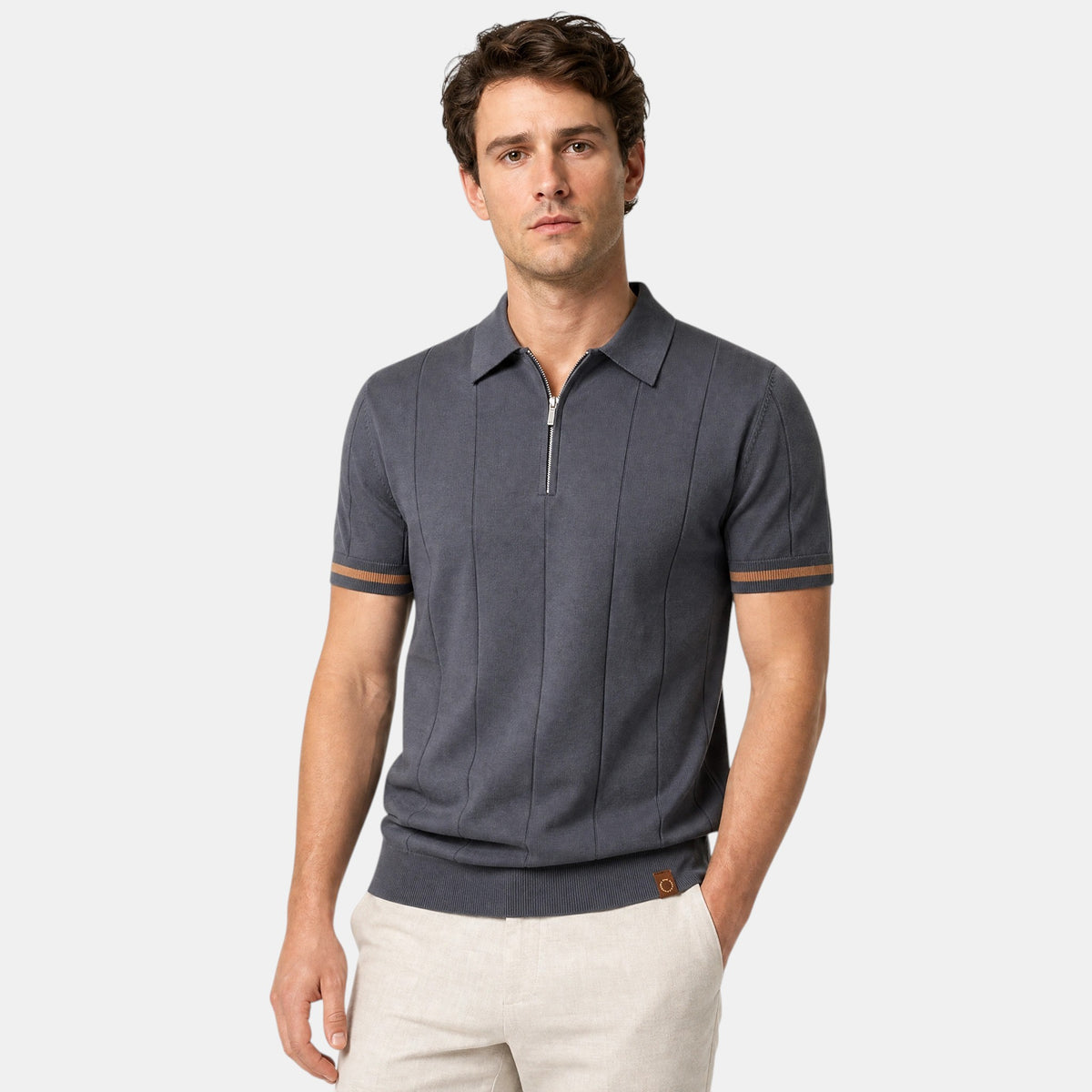 Polo homme à col classique avec fermeture éclair courte