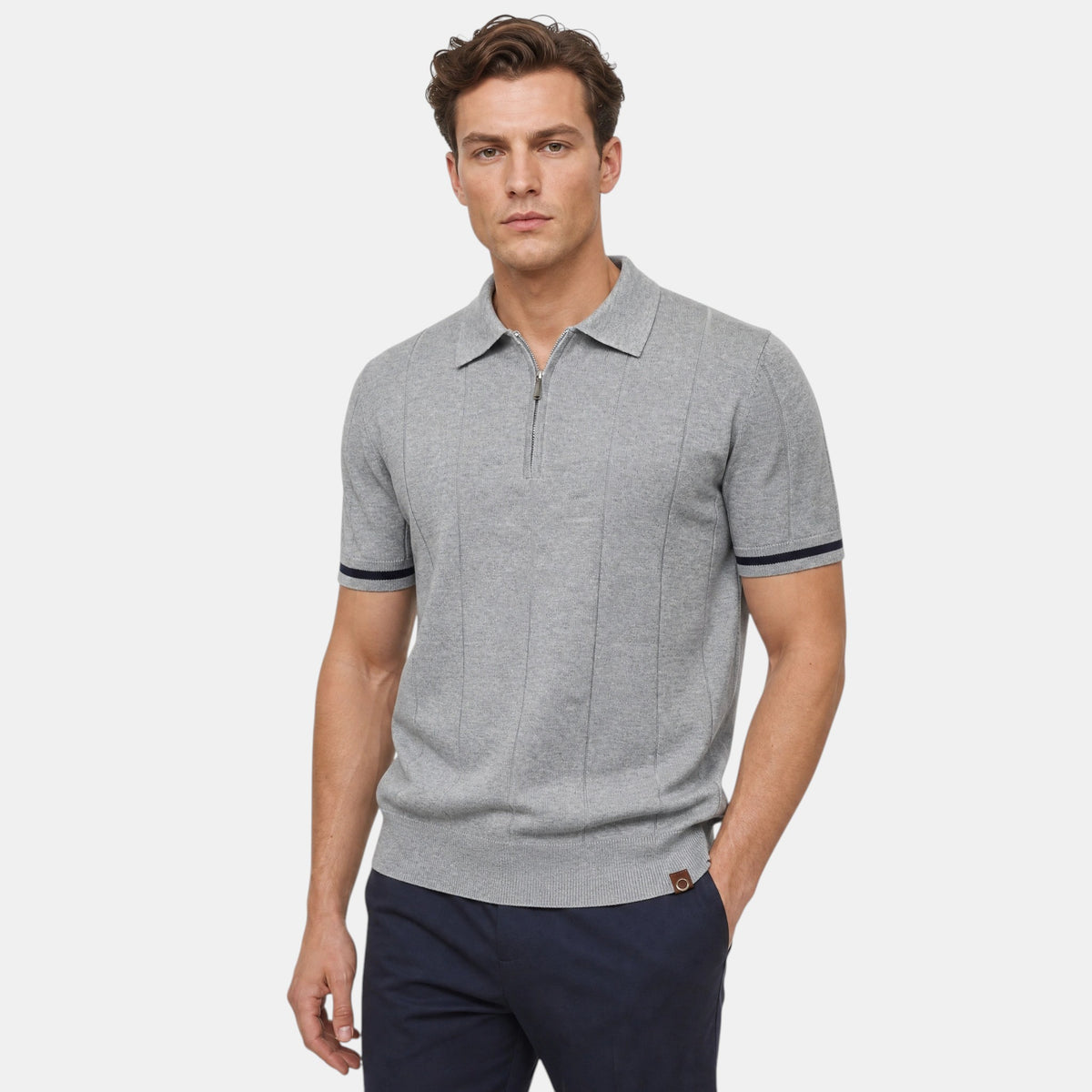 Polo homme à col classique avec fermeture éclair courte