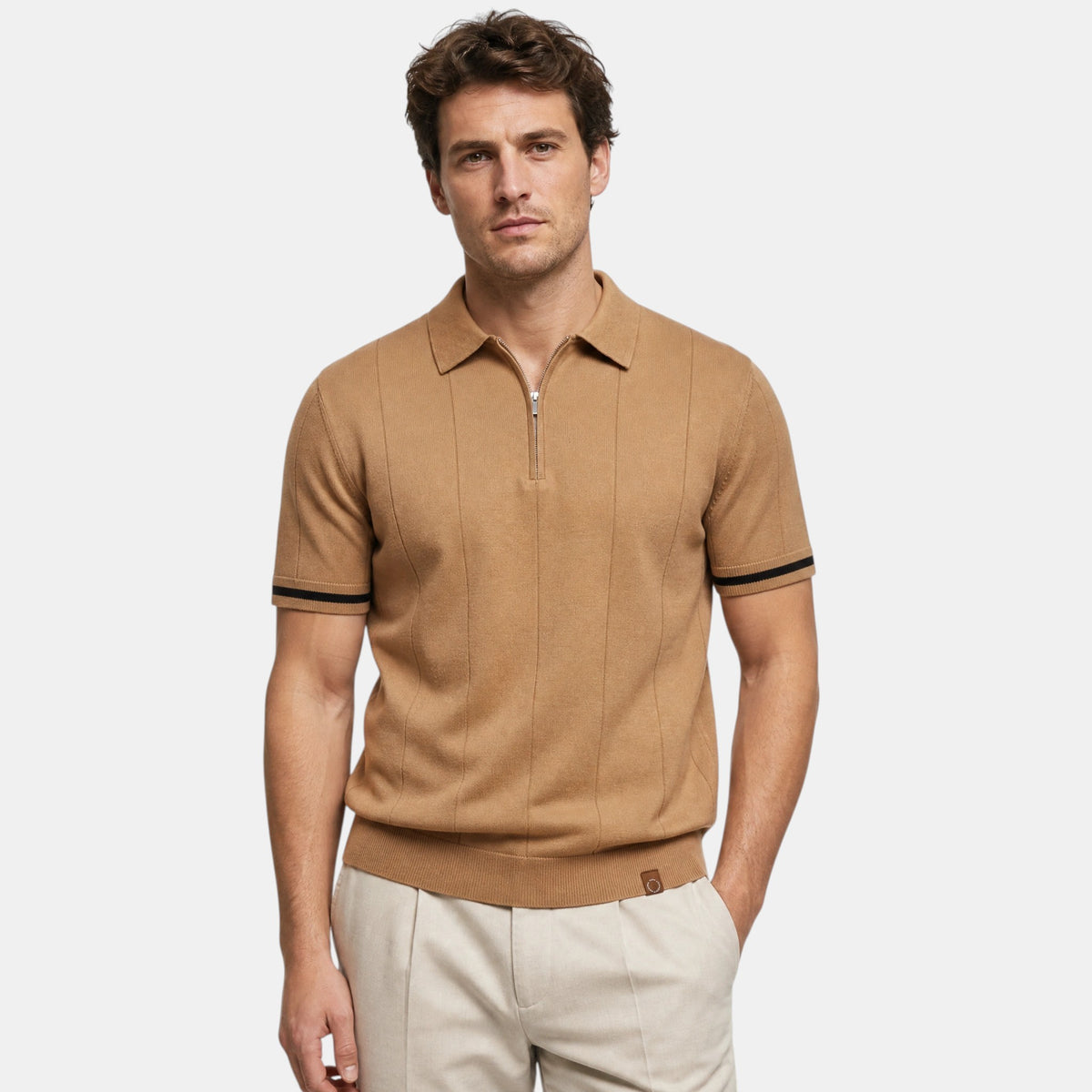 Polo homme à col classique avec fermeture éclair courte