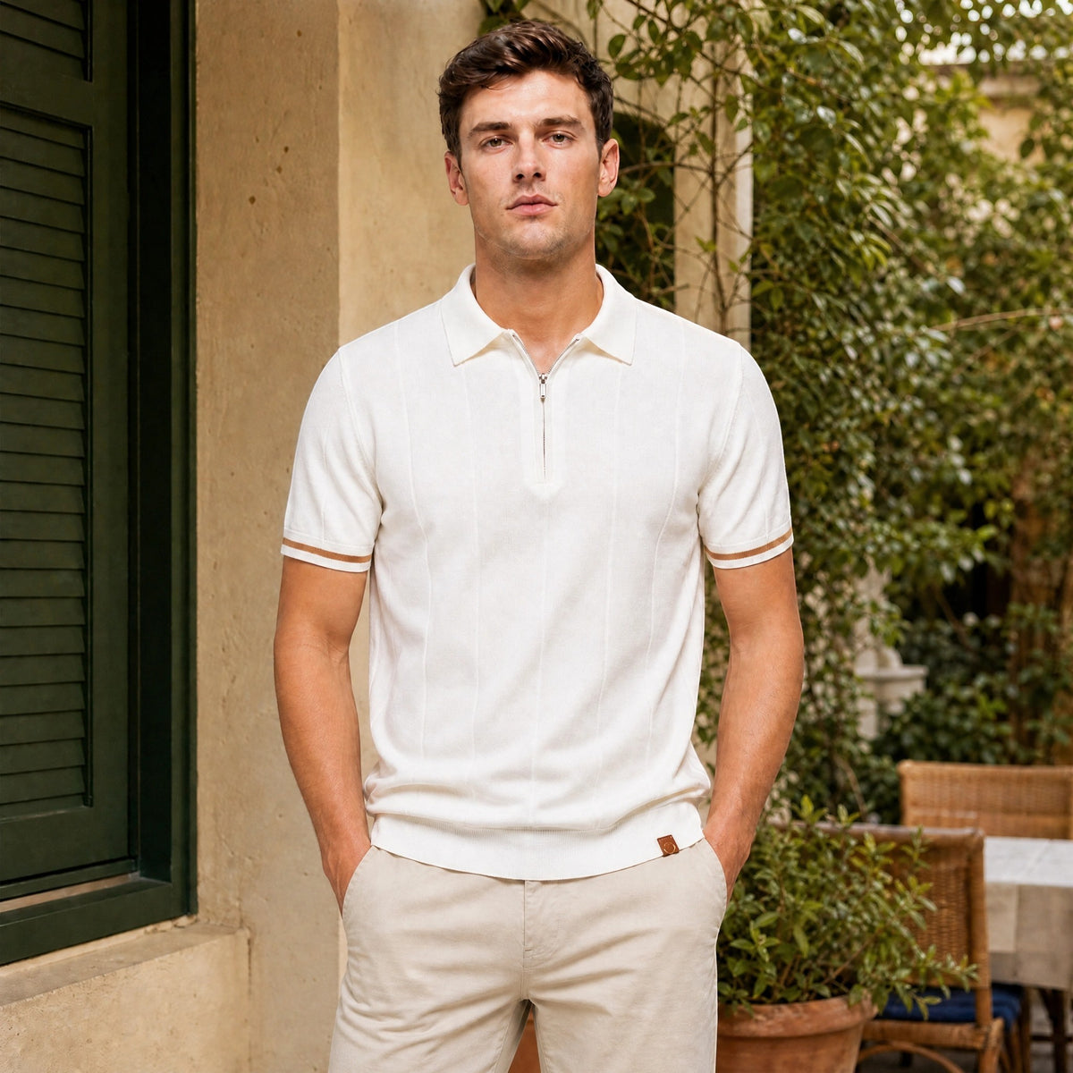 Polo homme à col classique avec fermeture éclair courte