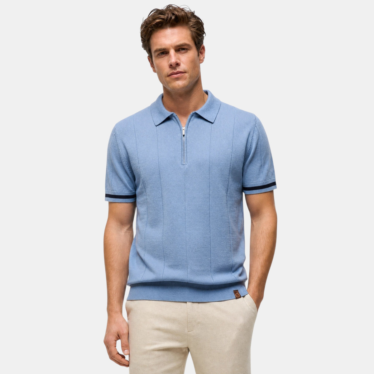 Polo homme à col classique avec fermeture éclair courte