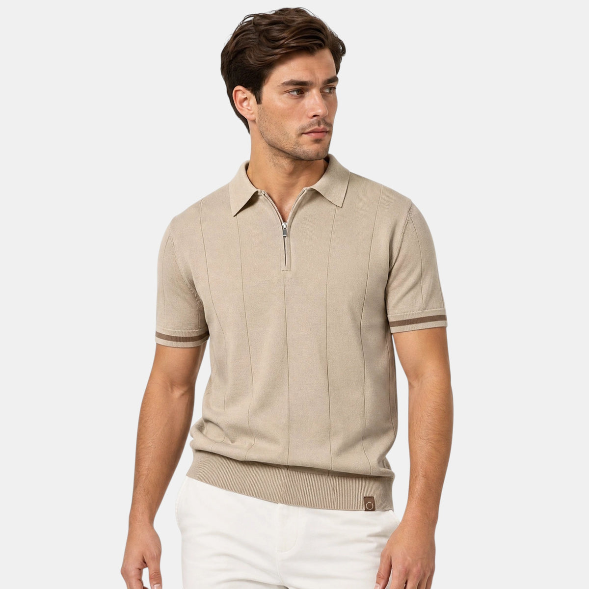 Polo homme à col classique avec fermeture éclair courte