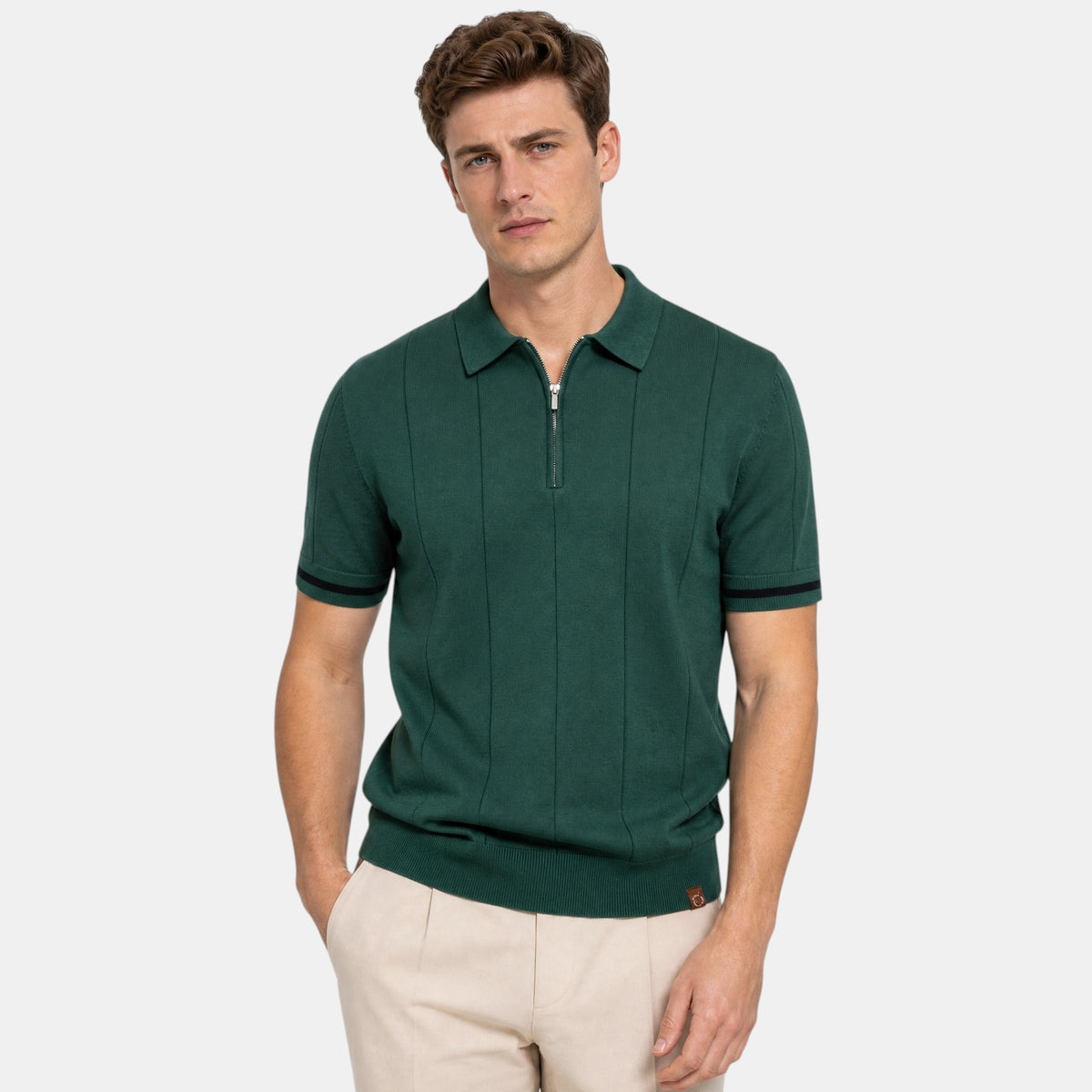 Polo homme à col classique avec fermeture éclair courte