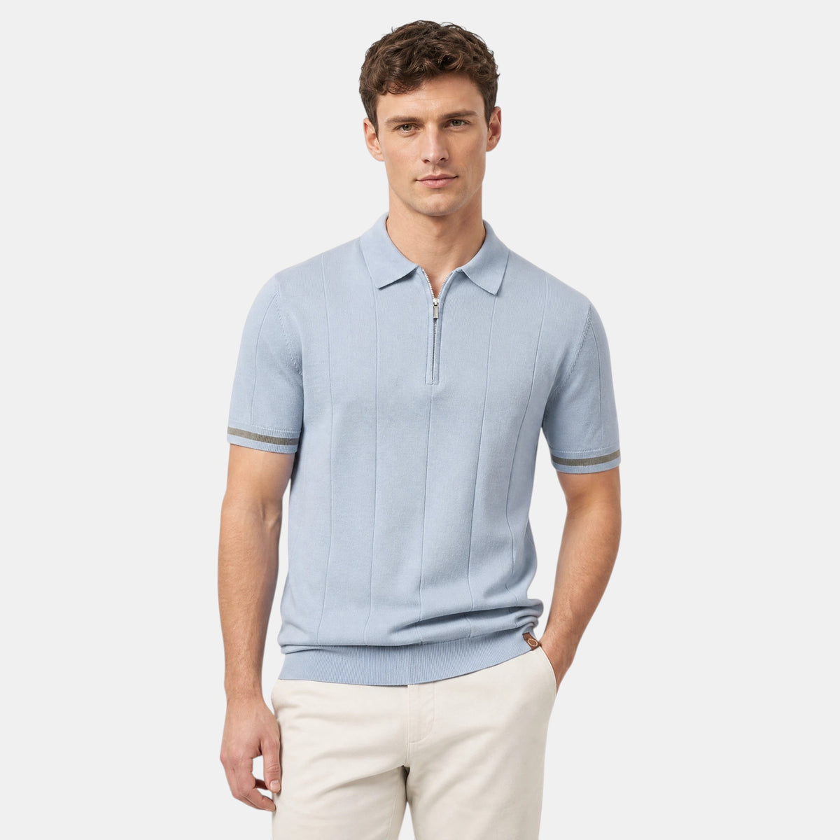 Polo homme à col classique avec fermeture éclair courte