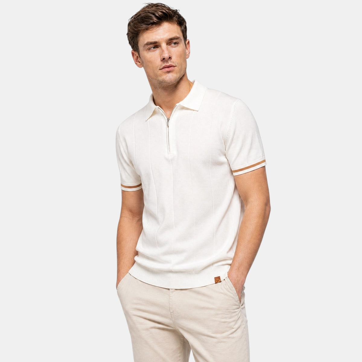 Polo homme à col classique avec fermeture éclair courte