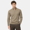 Men's Quarter Zip Jumper with Ribbed Texture and Stand Collar