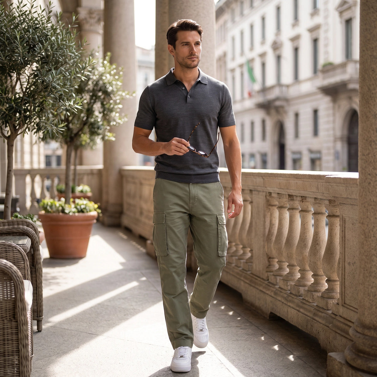 Pantalon cargo pour homme coupe décontractée avec poches utilitaires
