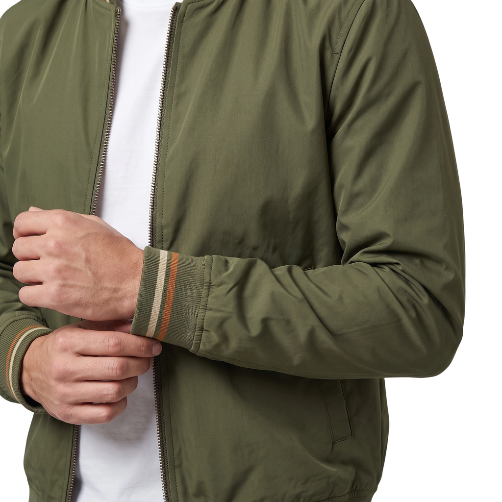 Blouson bomber pour hommes avec col côtelé