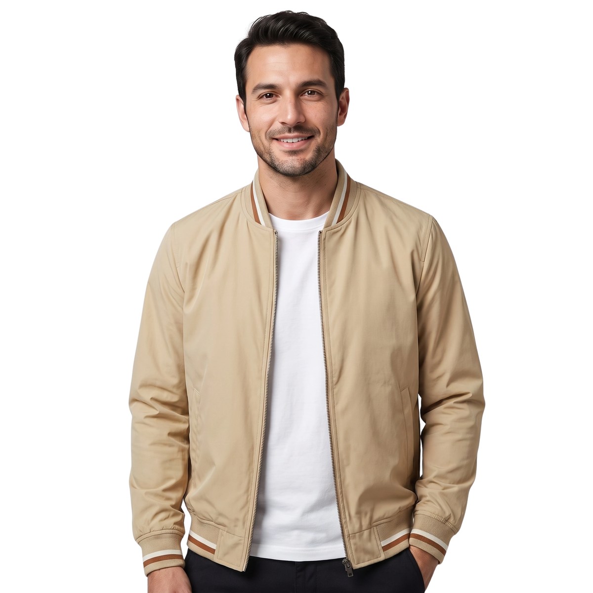 Blouson bomber pour hommes avec col côtelé