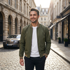 Blouson bomber pour hommes avec col côtelé
