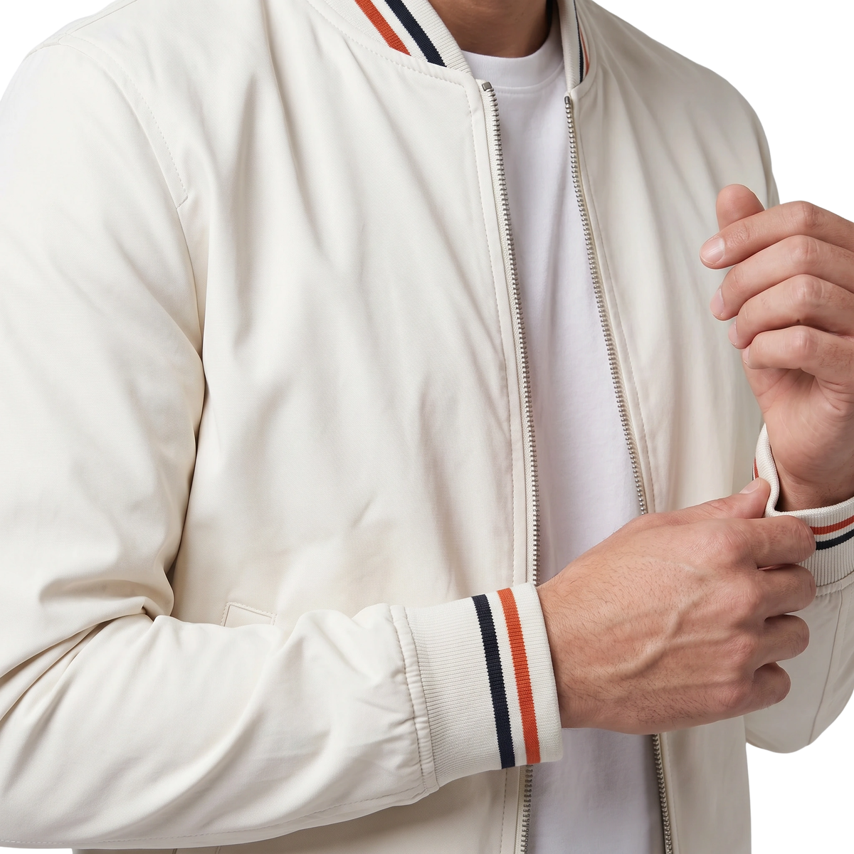Blouson bomber pour hommes avec col côtelé