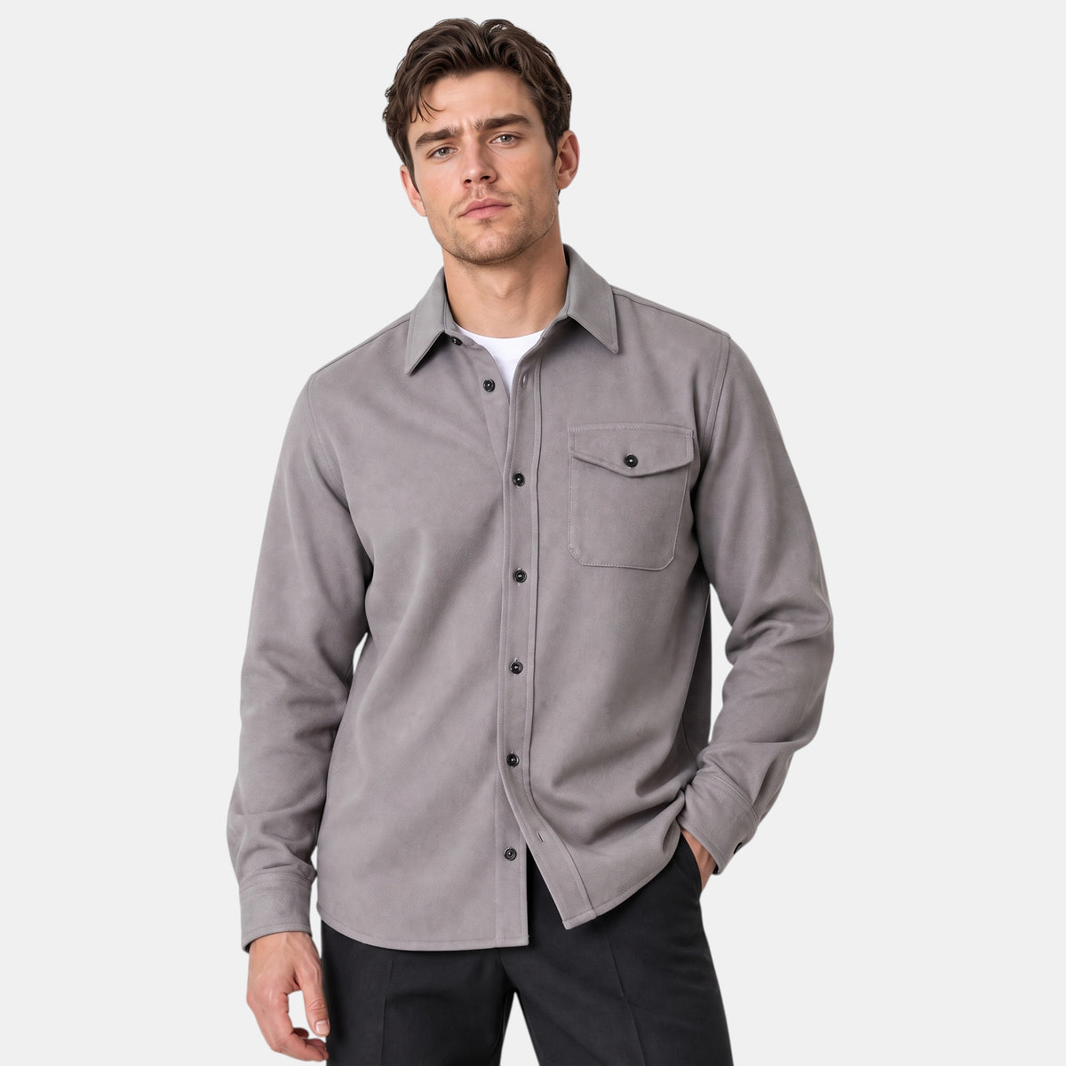 Veste-chemise pour homme avec fermeture à boutons et poches poitrine