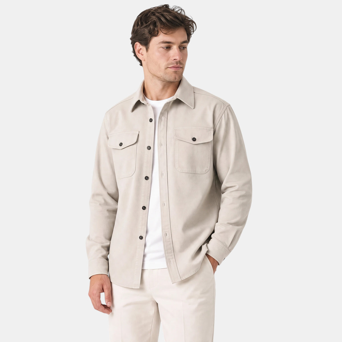Veste-chemise pour homme avec fermeture à boutons et poches poitrine